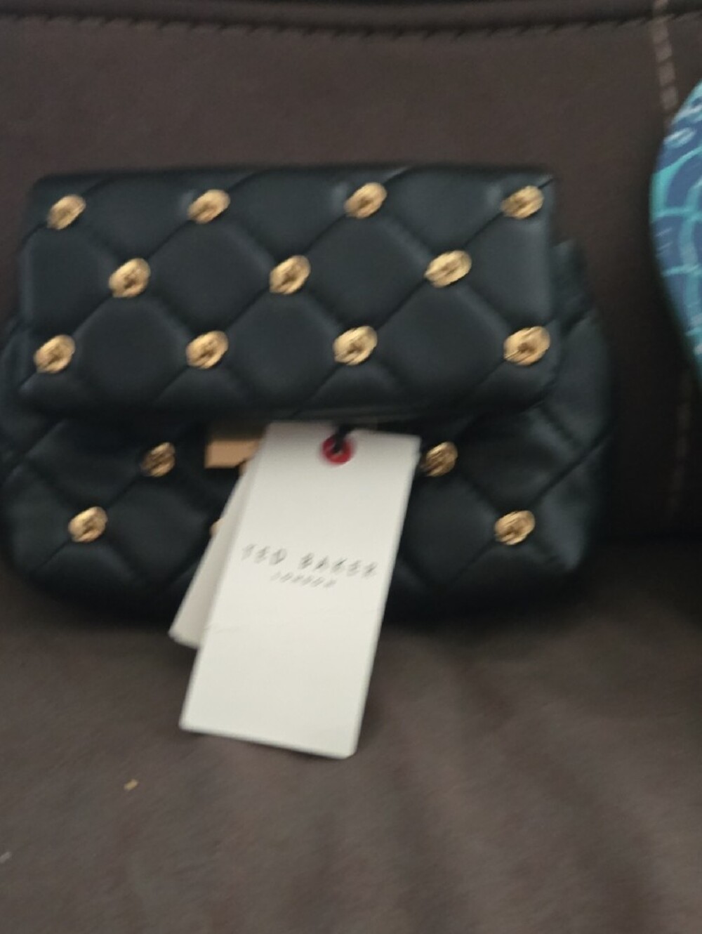 Ted Baker Black Quilted Crossbody with Gold Rosette Studs - Picture 3 of 10
